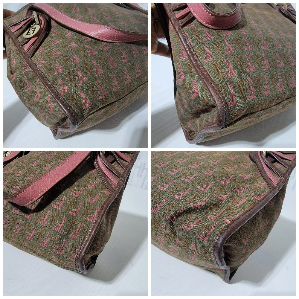 FENDI MINI CABAS MONOGRAM CANVAS FF ZUCCHINO TOTE BAG - Picture 11 of 13